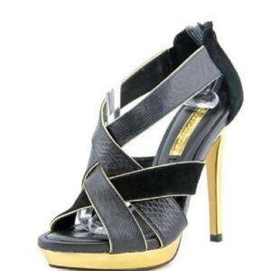 New BCBGMaxAzria Black & Gold High heels